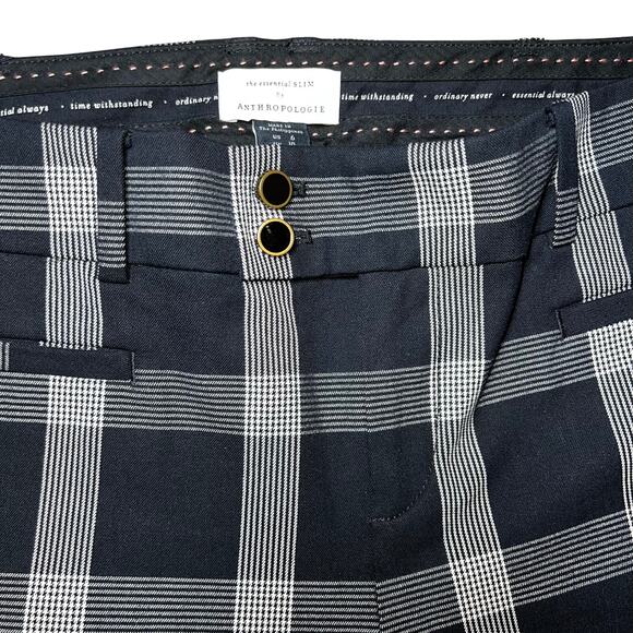Anthropologie The Essential Slim Trousers  black plaid Pants Size 6 - Picture 4 of 9